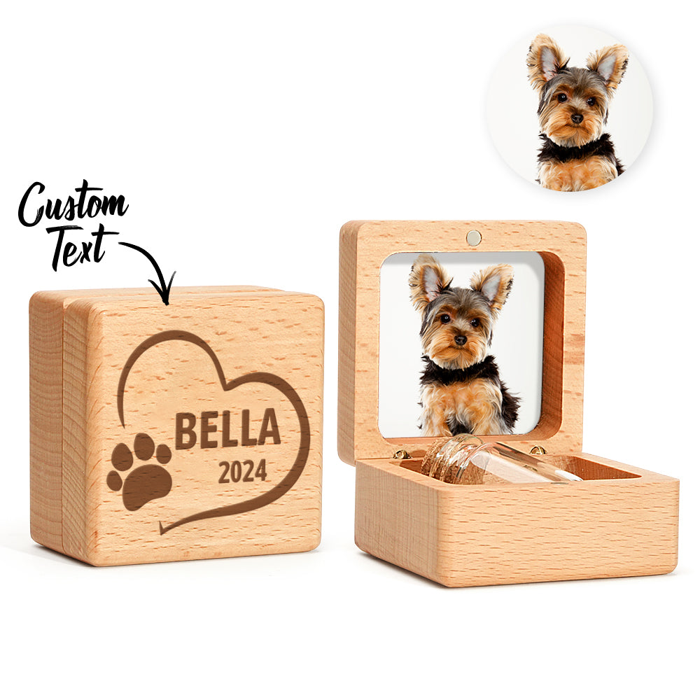 Personalized Dog Fur Wooden Keepsake Box – Memorial Gift for Dog Lovers