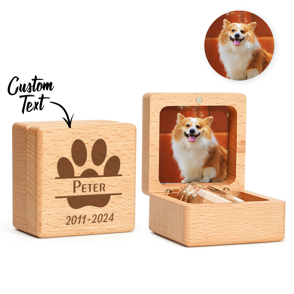 Personalized Dog Fur Wooden Keepsake Box – Memorial Gift for Dog Lovers