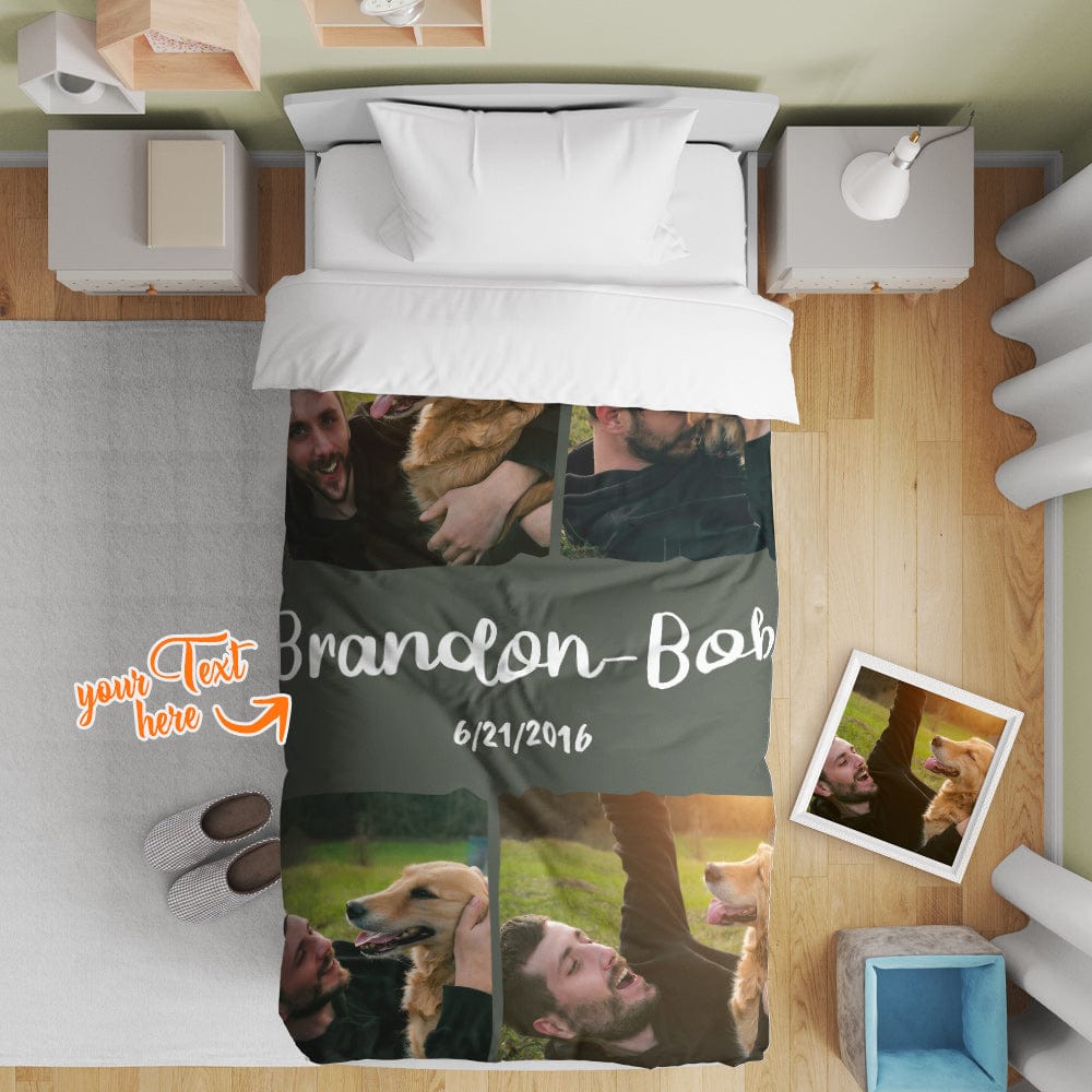 Personalized Dog Photo Duvet Cover – Custom Bedding Gift for All Ages
