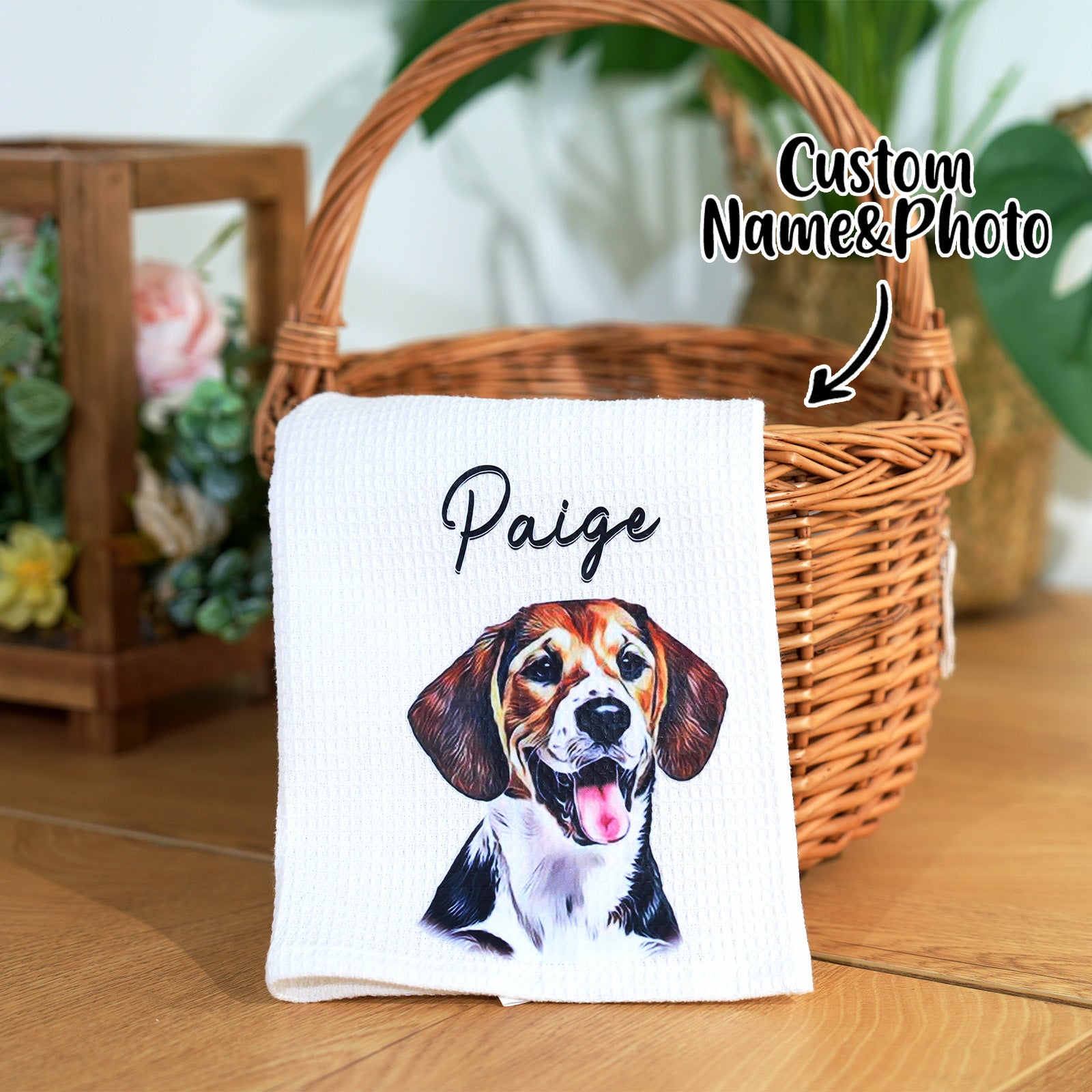 Personalized Dog Portrait Cotton Tea Towel – Unique Gift for Dog Lovers