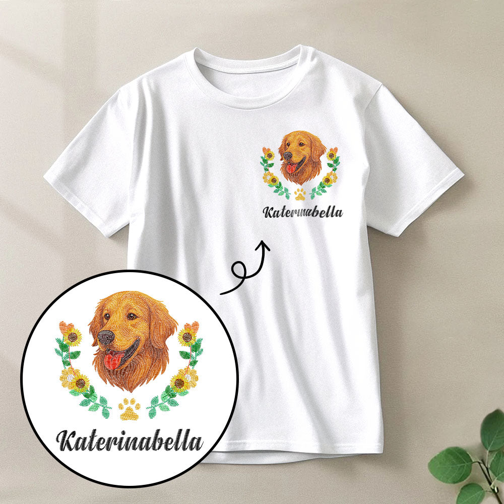 Custom Embroidered-Style Pet T-Shirt – Personalized Dog Lover Gift