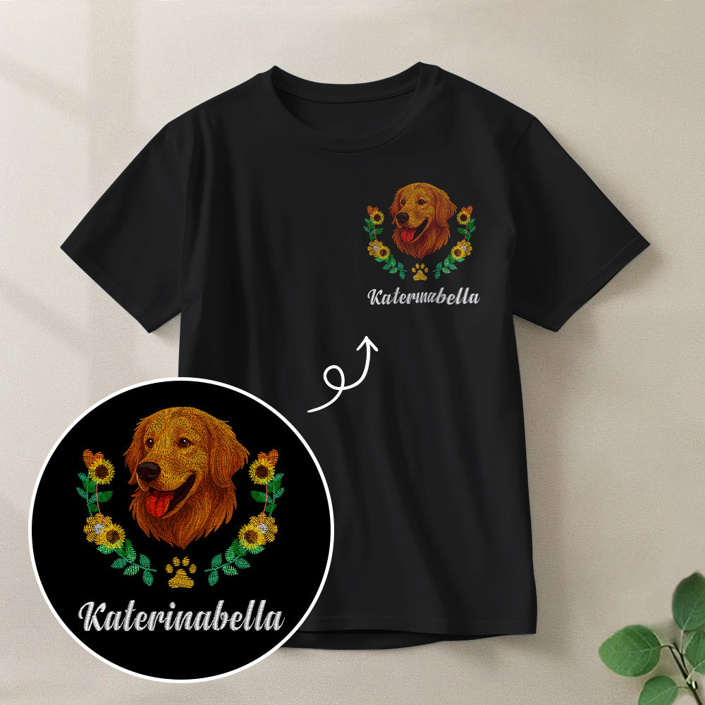 Custom Embroidered-Style Pet T-Shirt – Personalized Dog Lover Gift