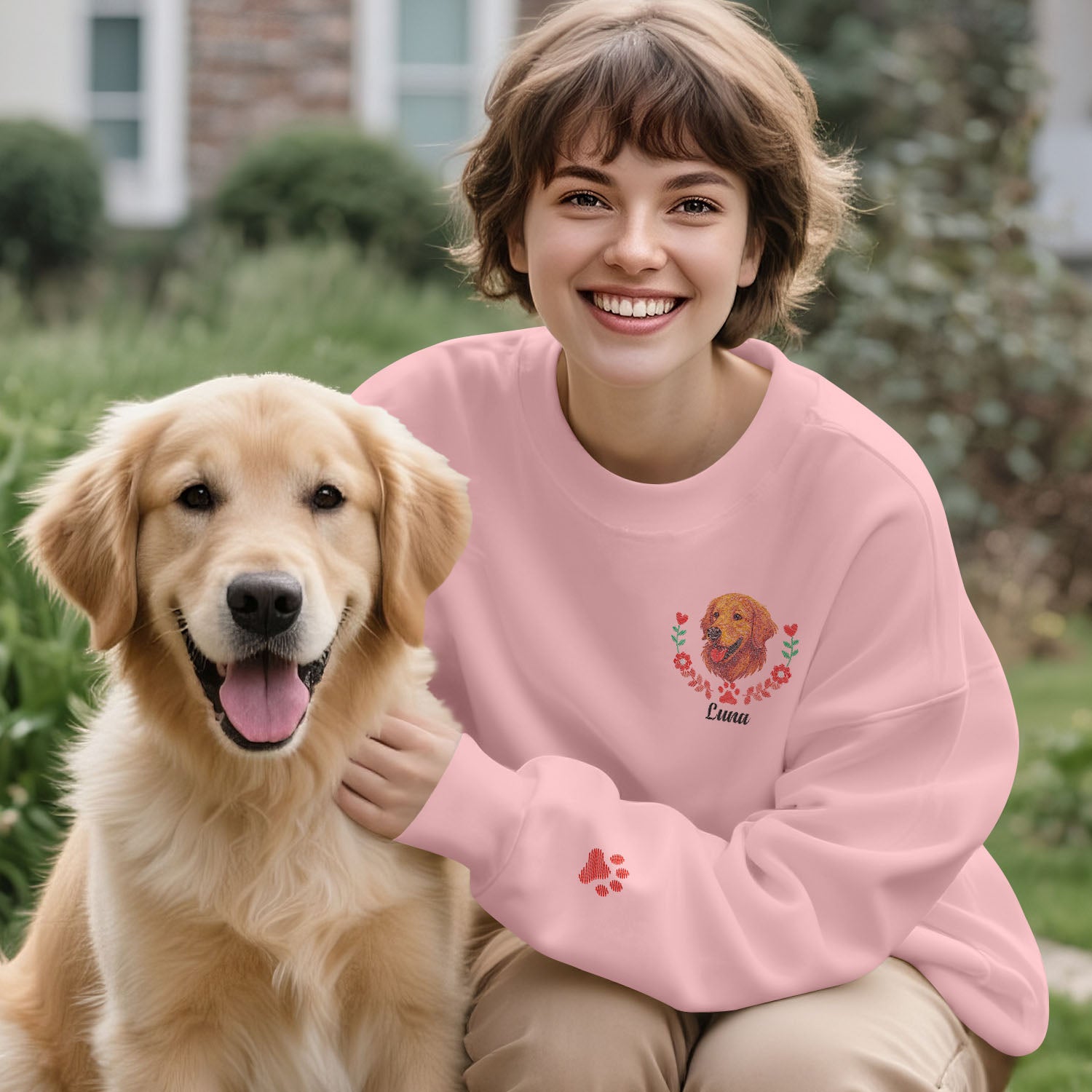 Custom Embroidered-Style Dog Sweatshirt