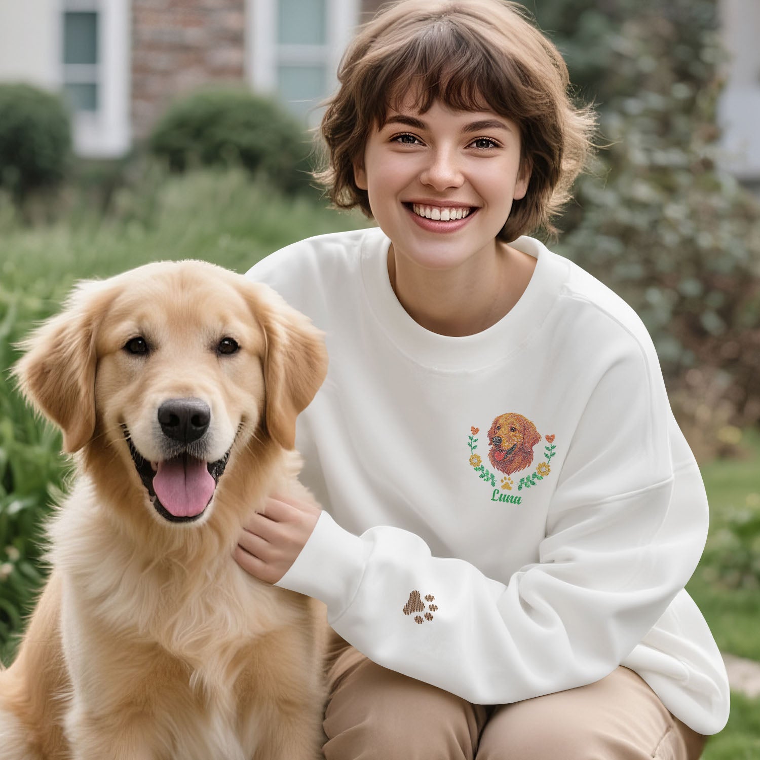 Custom Embroidered-Style Dog Sweatshirt