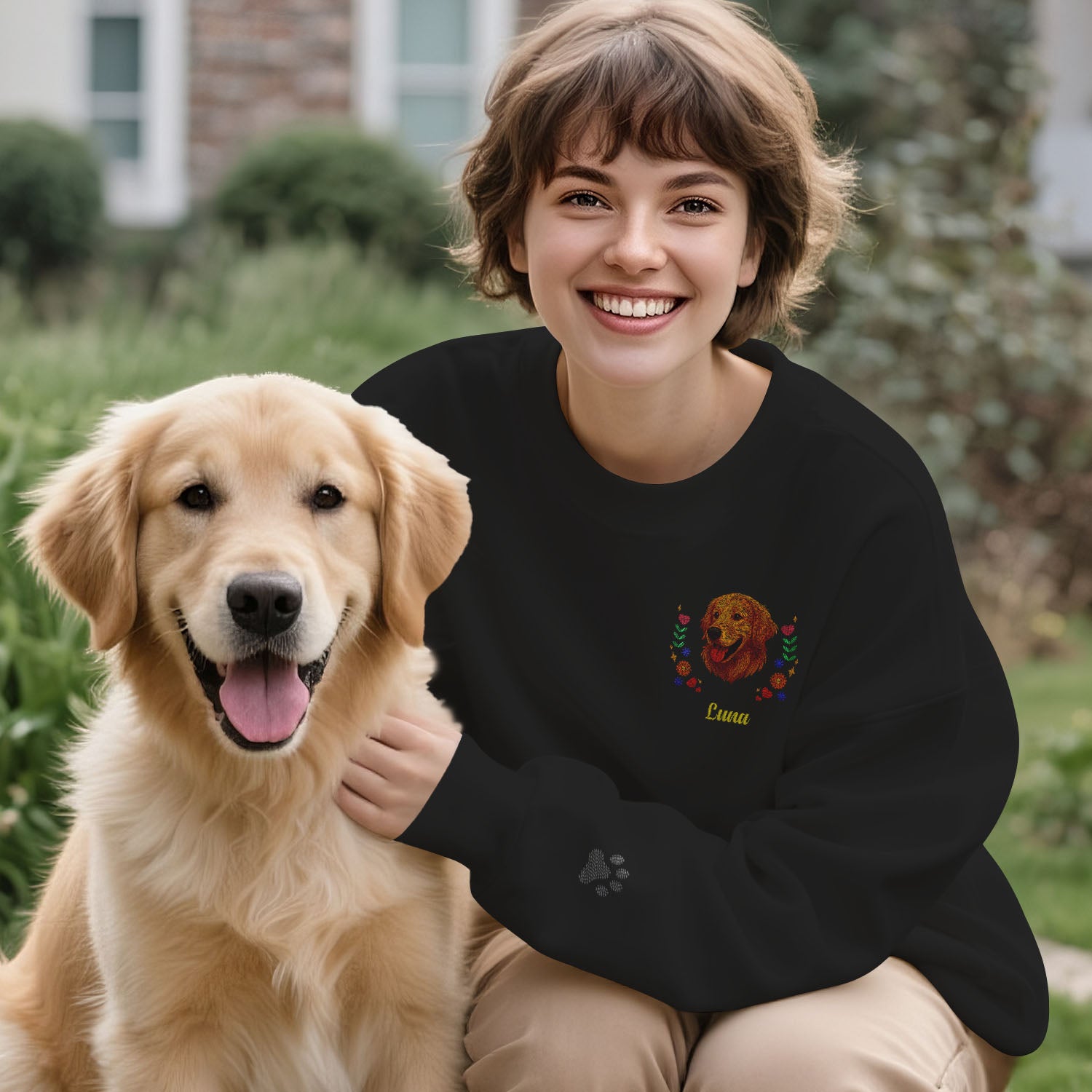 Custom Embroidered-Style Dog Sweatshirt