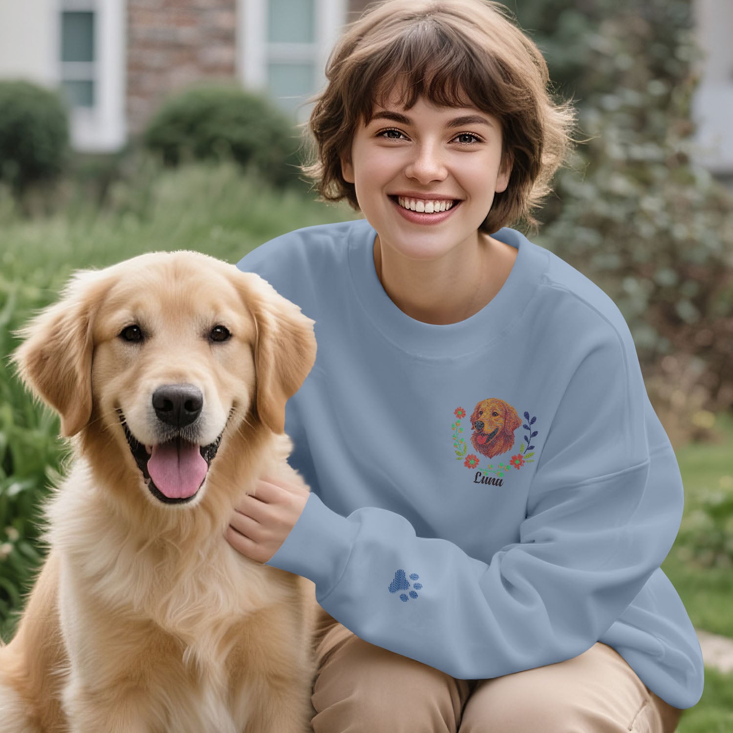 Custom Embroidered-Style Dog Sweatshirt