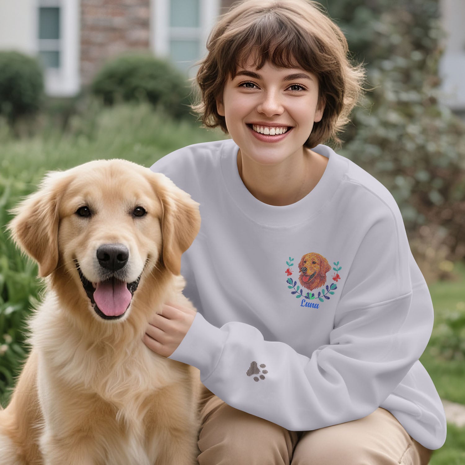 Custom Embroidered-Style Dog Sweatshirt