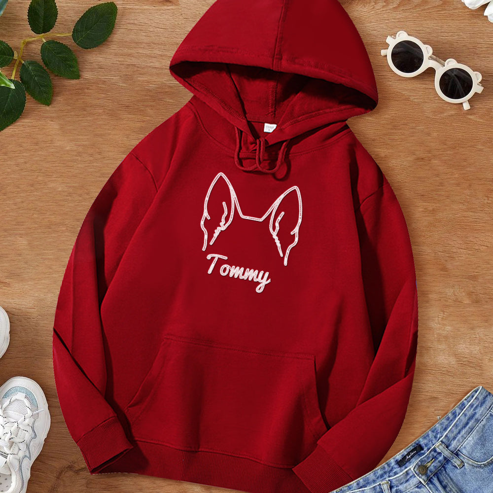 Personalized Dog Ears Sweatshirt – Custom Embroidered Hoodie Gift