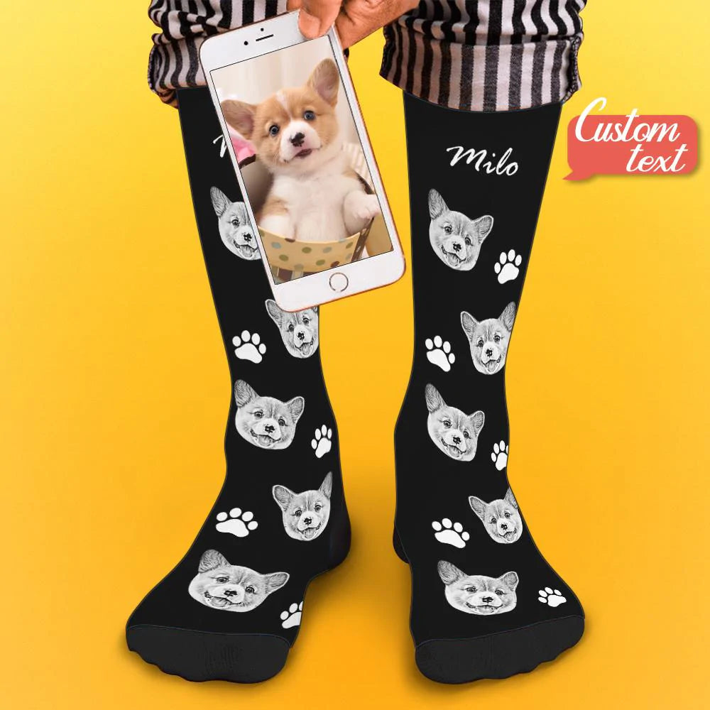 Custom Dog Photo Socks – Personalized Gift for Dog Lovers