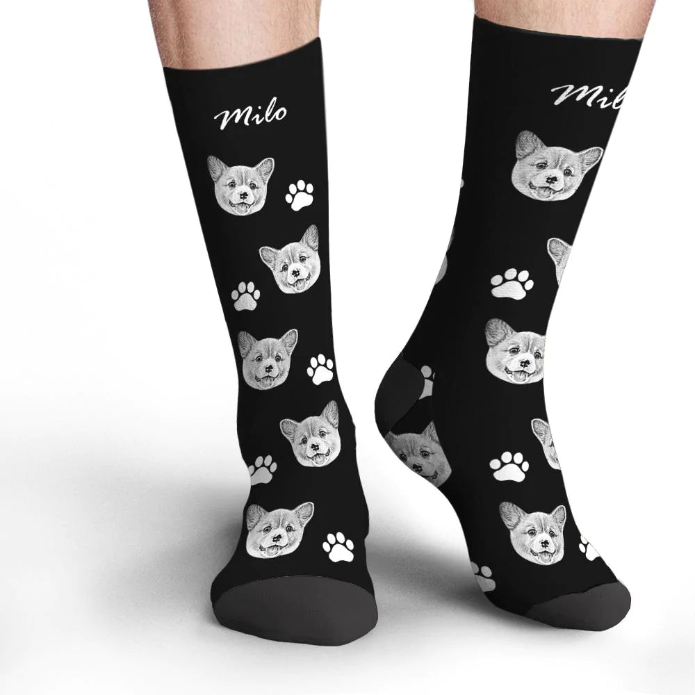 Custom Dog Photo Socks – Personalized Gift for Dog Lovers