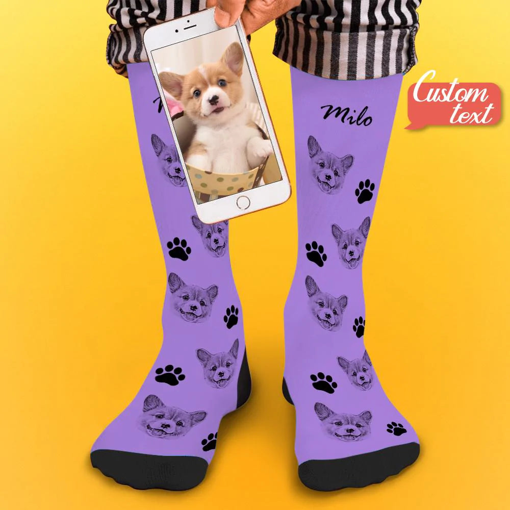Custom Dog Photo Socks – Personalized Gift for Dog Lovers