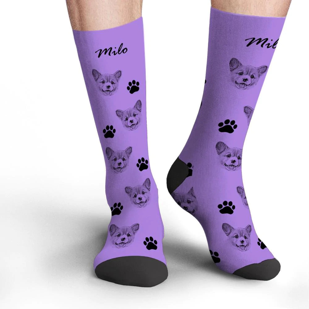 Custom Dog Photo Socks – Personalized Gift for Dog Lovers