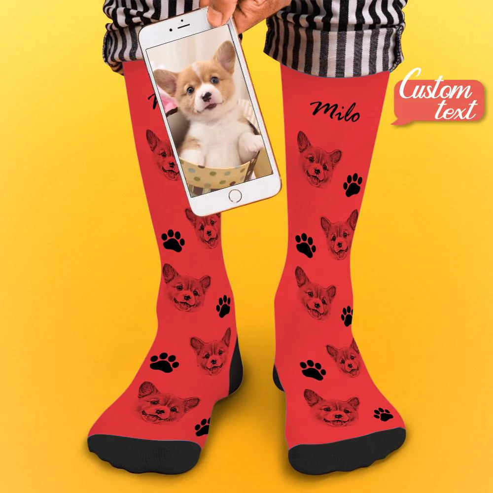 Custom Dog Photo Socks – Personalized Gift for Dog Lovers