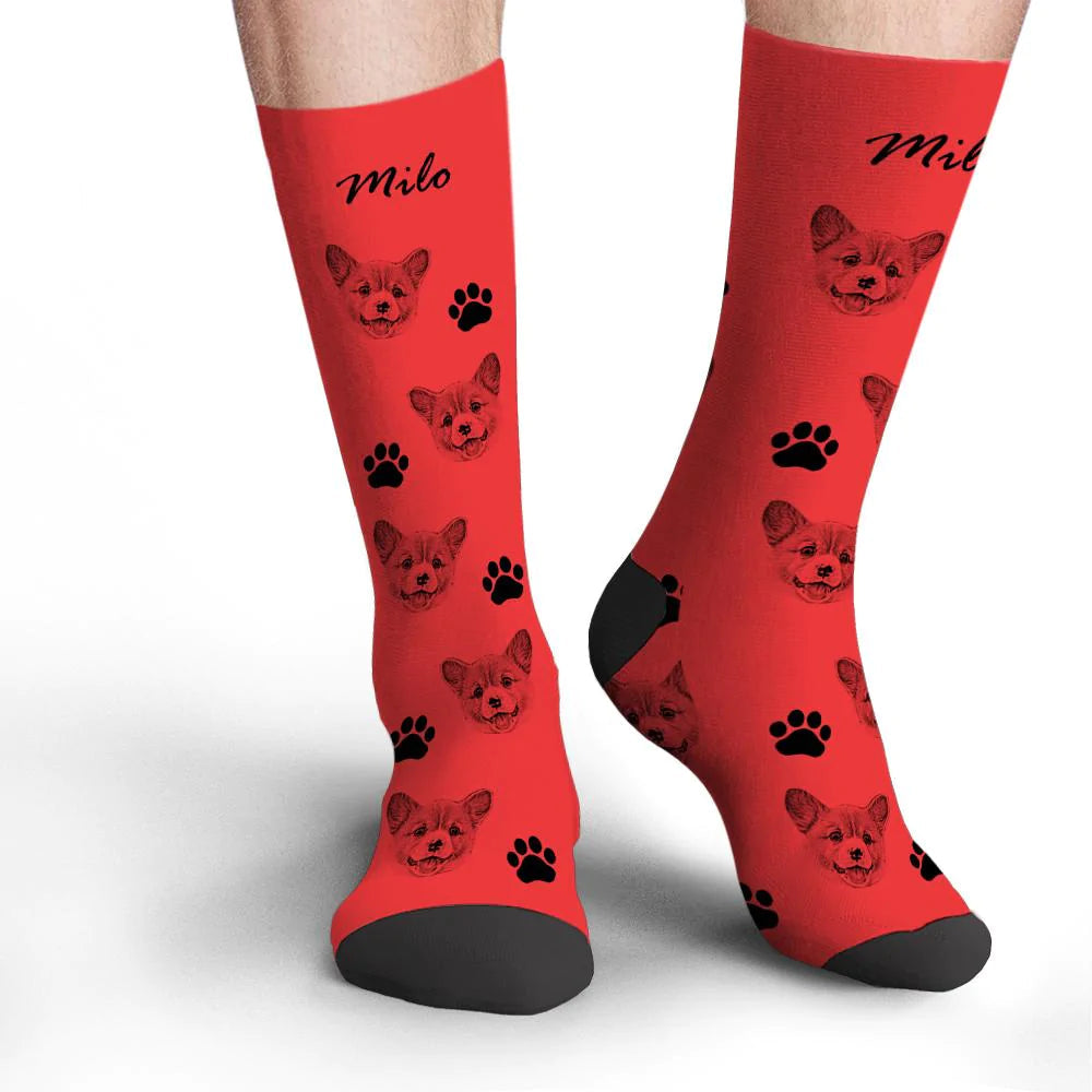 Custom Dog Photo Socks – Personalized Gift for Dog Lovers