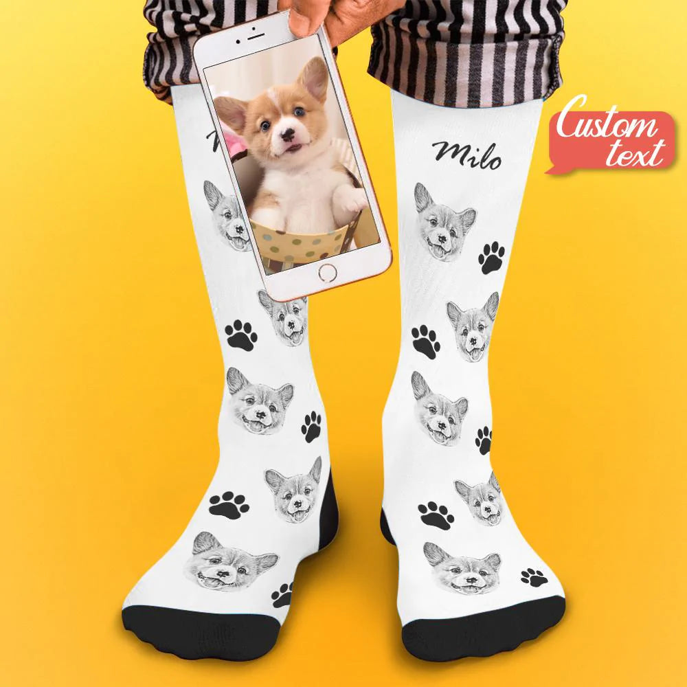 Custom Dog Photo Socks – Personalized Gift for Dog Lovers