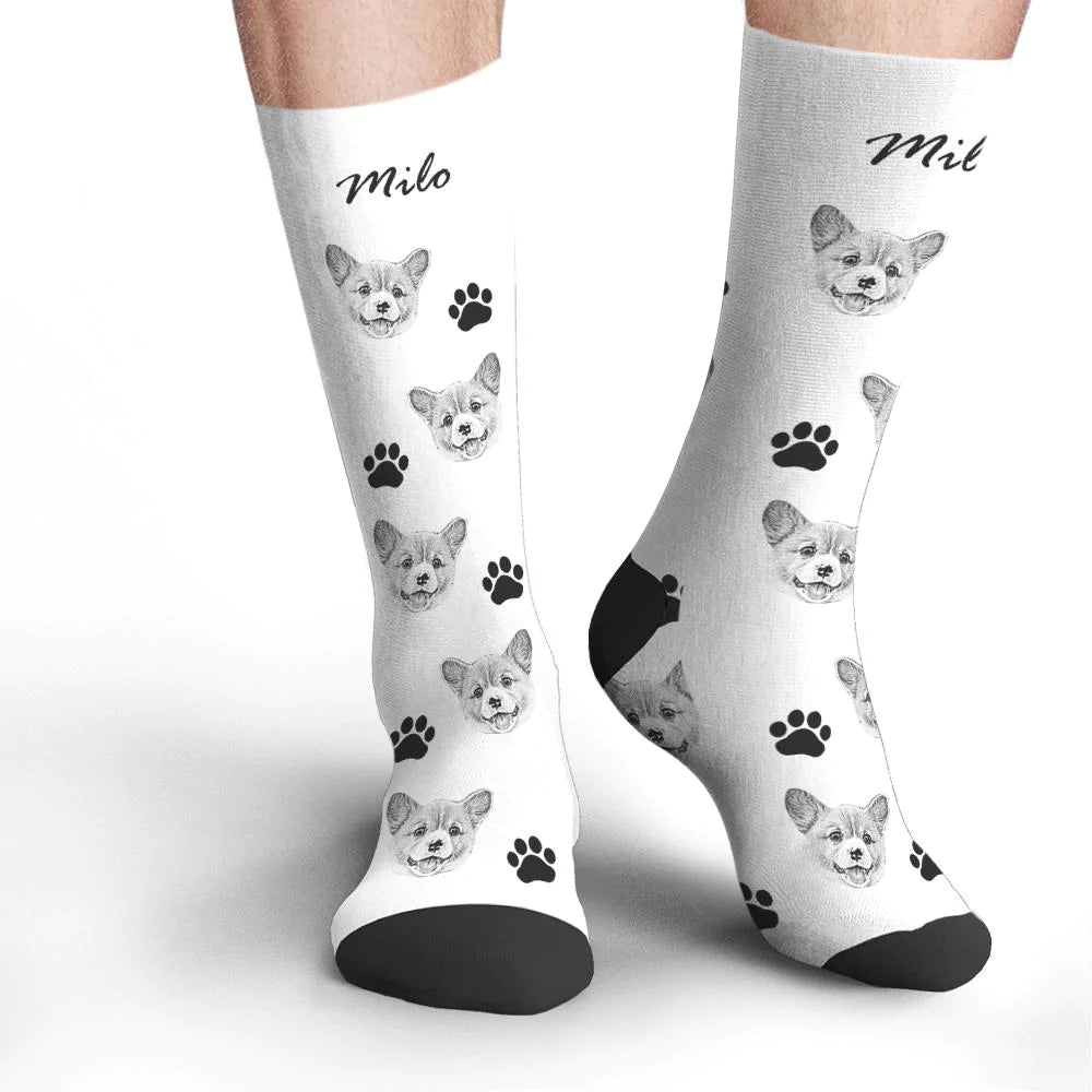 Custom Dog Photo Socks – Personalized Gift for Dog Lovers