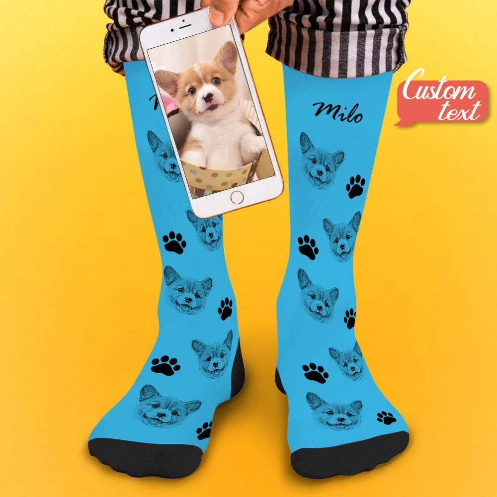 Custom Dog Photo Socks – Personalized Gift for Dog Lovers