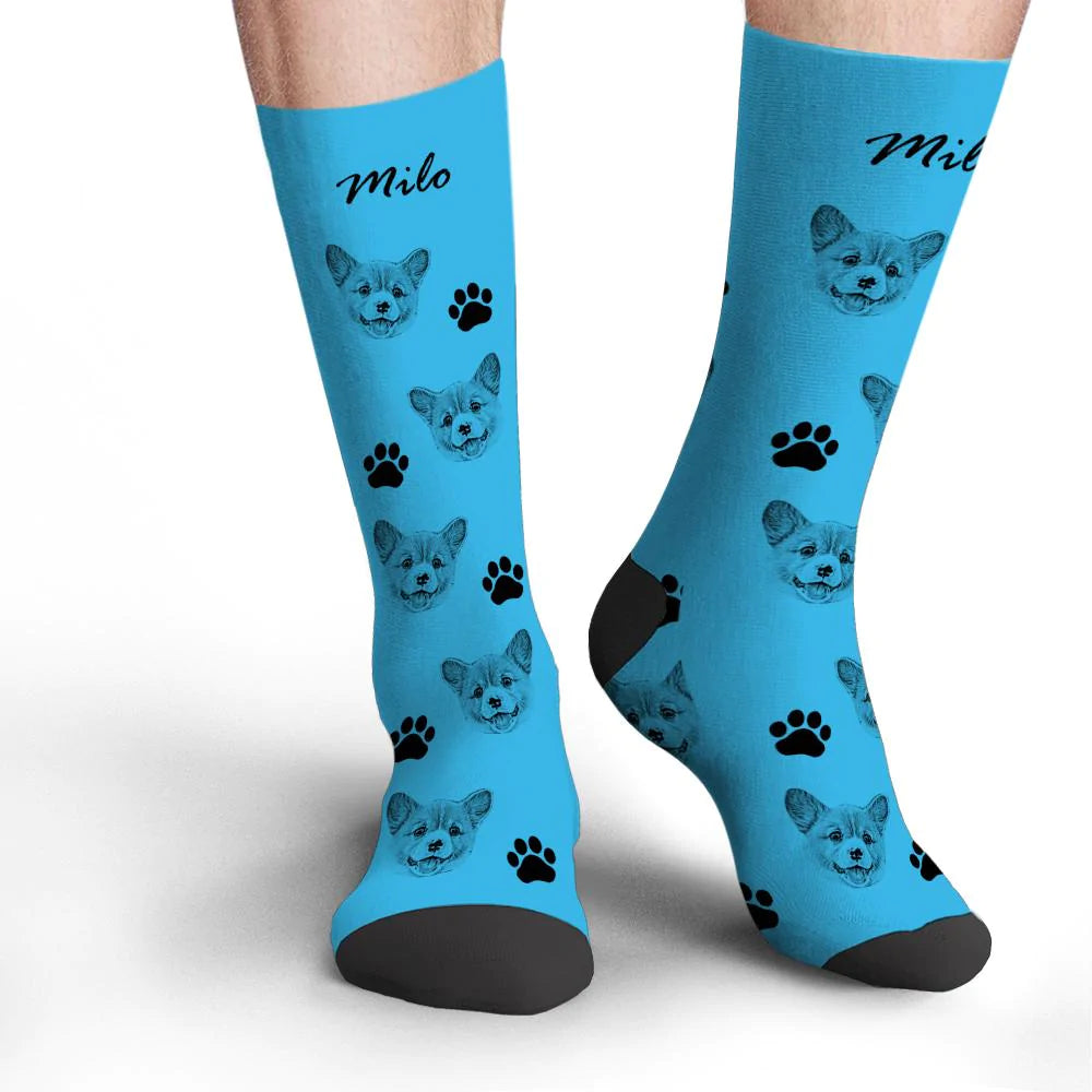 Custom Dog Photo Socks – Personalized Gift for Dog Lovers
