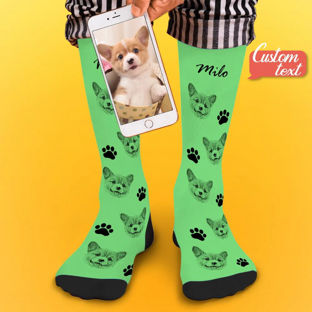 Custom Dog Photo Socks – Personalized Gift for Dog Lovers