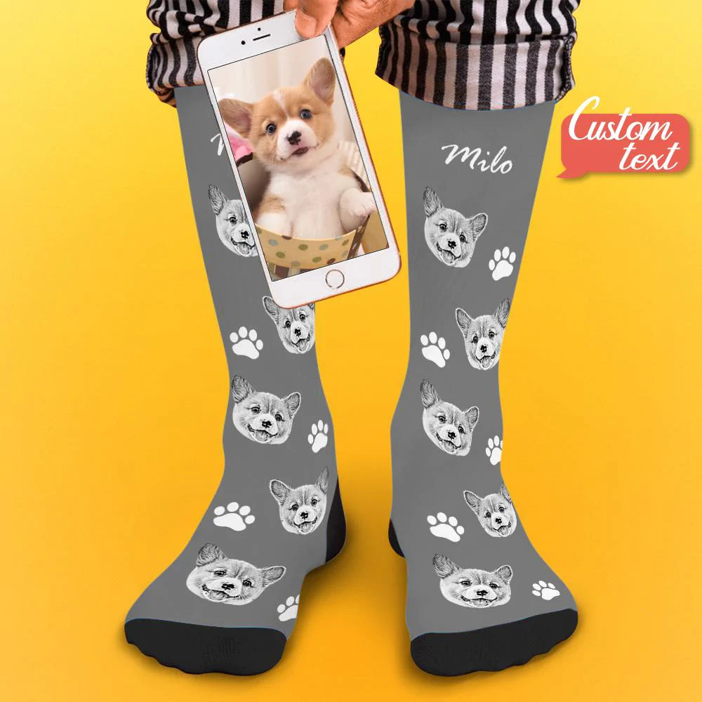 Custom Dog Photo Socks – Personalized Gift for Dog Lovers