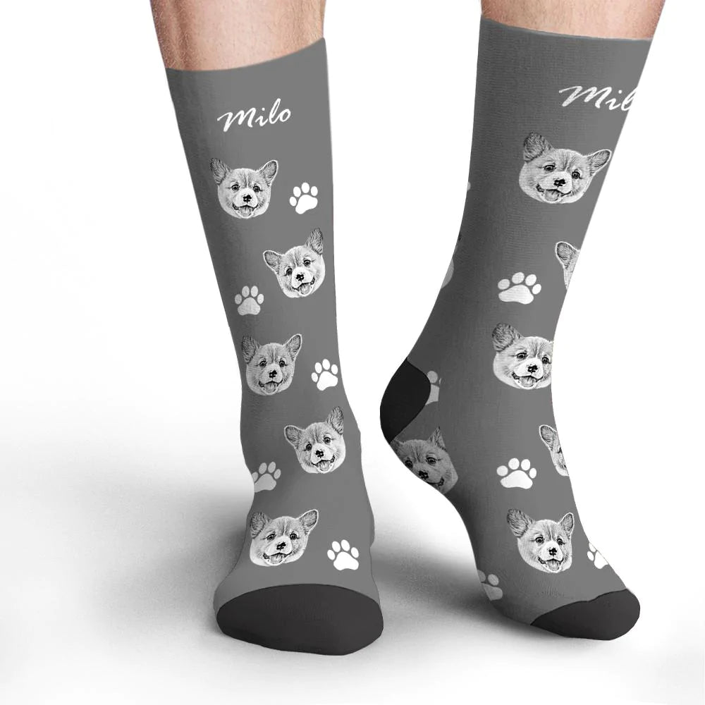 Custom Dog Photo Socks – Personalized Gift for Dog Lovers