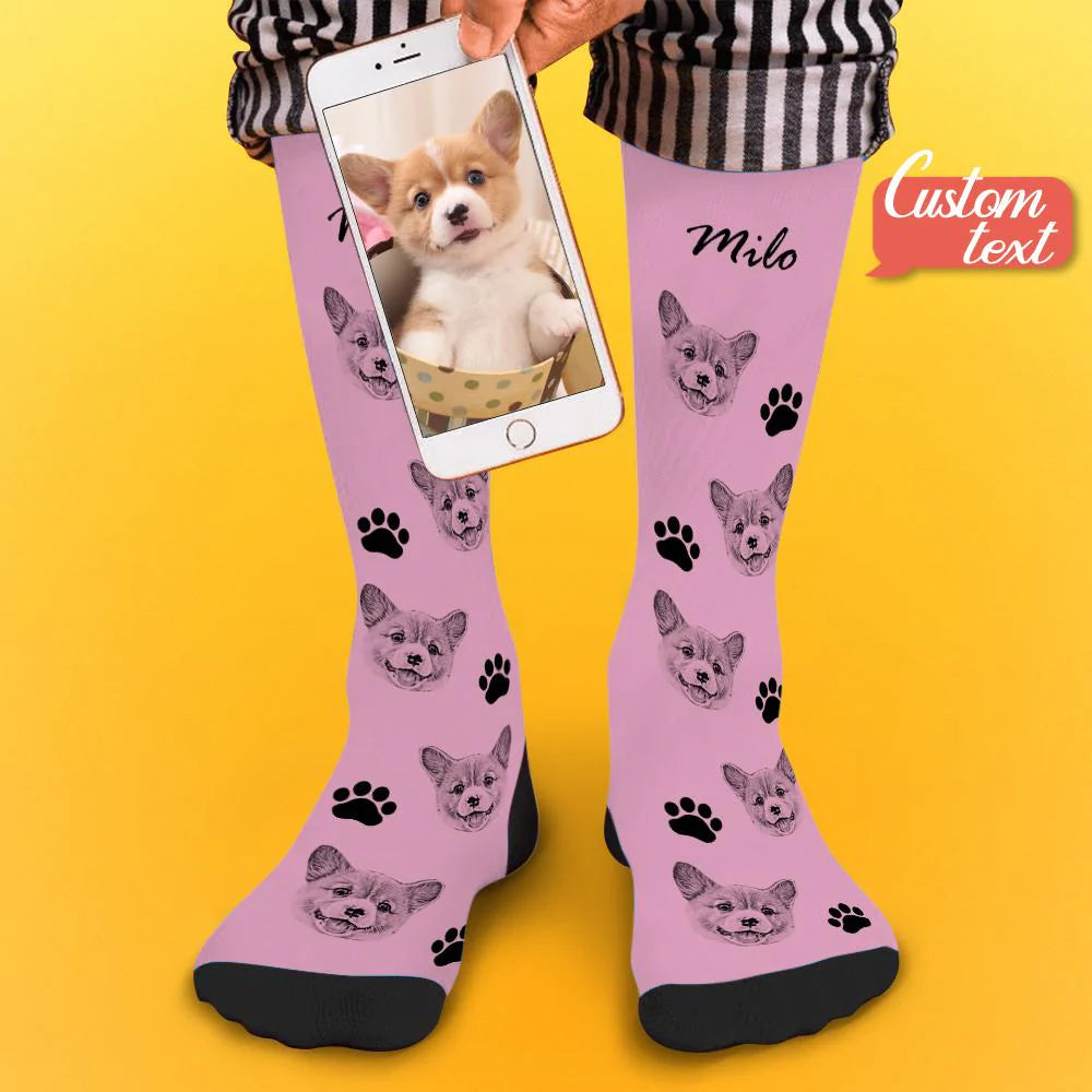 Custom Dog Photo Socks – Personalized Gift for Dog Lovers