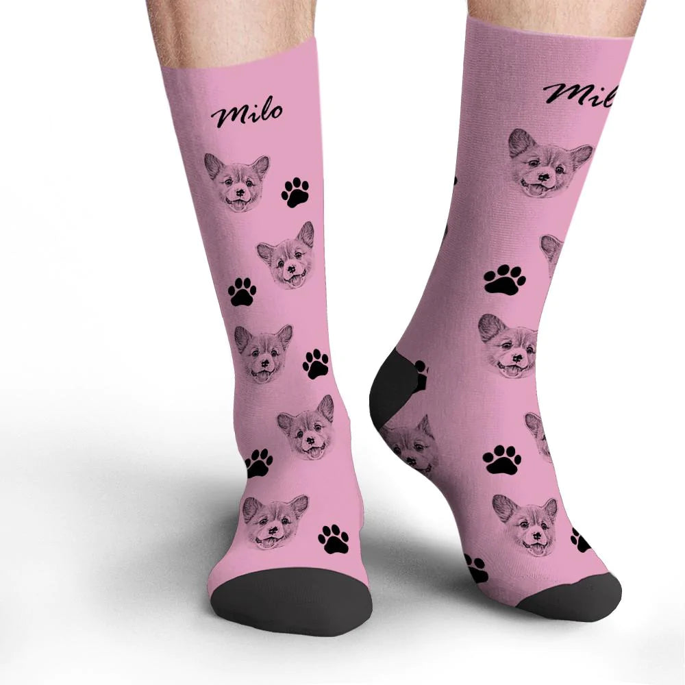 Custom Dog Photo Socks – Personalized Gift for Dog Lovers