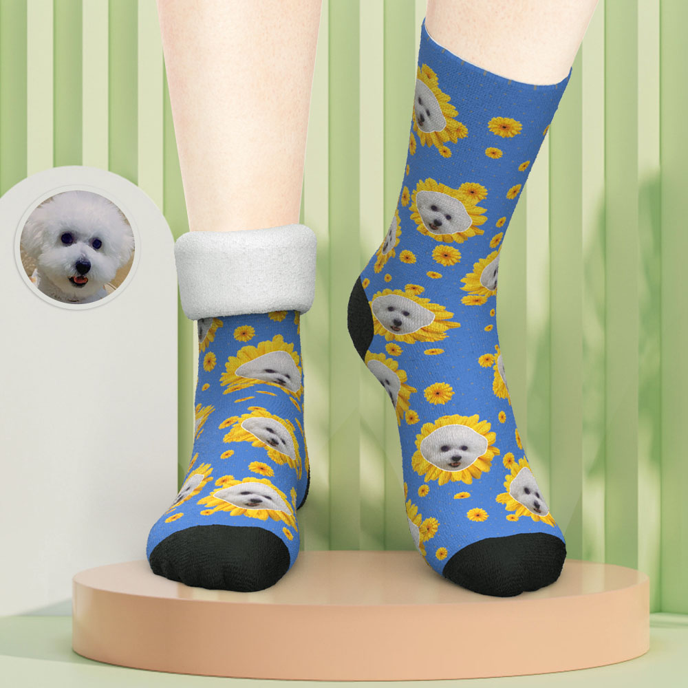 Custom Dog Face Socks – Warm & Thick Personalized Winter Gift