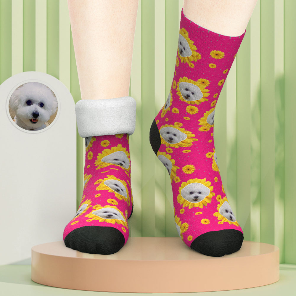 Custom Dog Face Socks – Warm & Thick Personalized Winter Gift