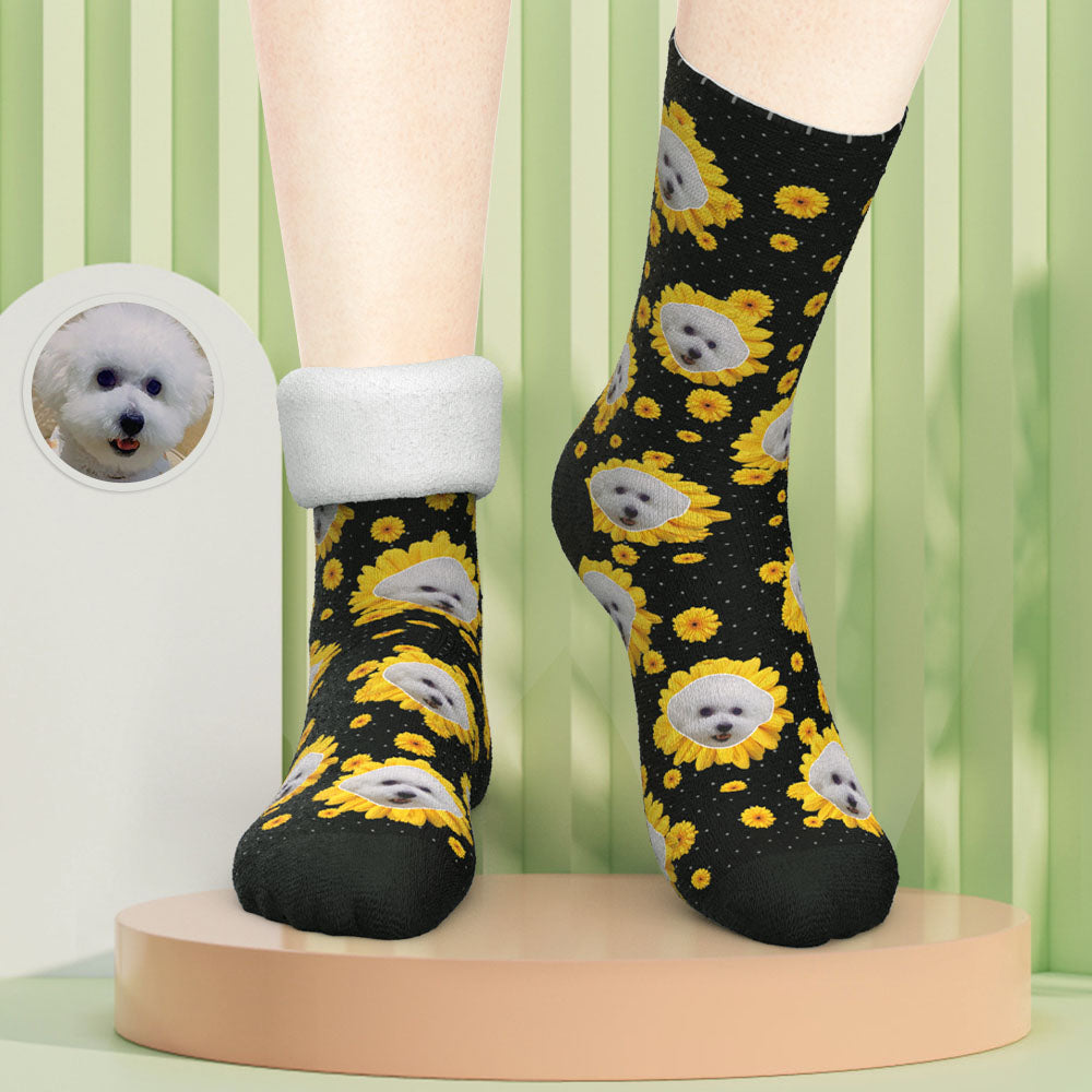 Custom Dog Face Socks – Warm & Thick Personalized Winter Gift