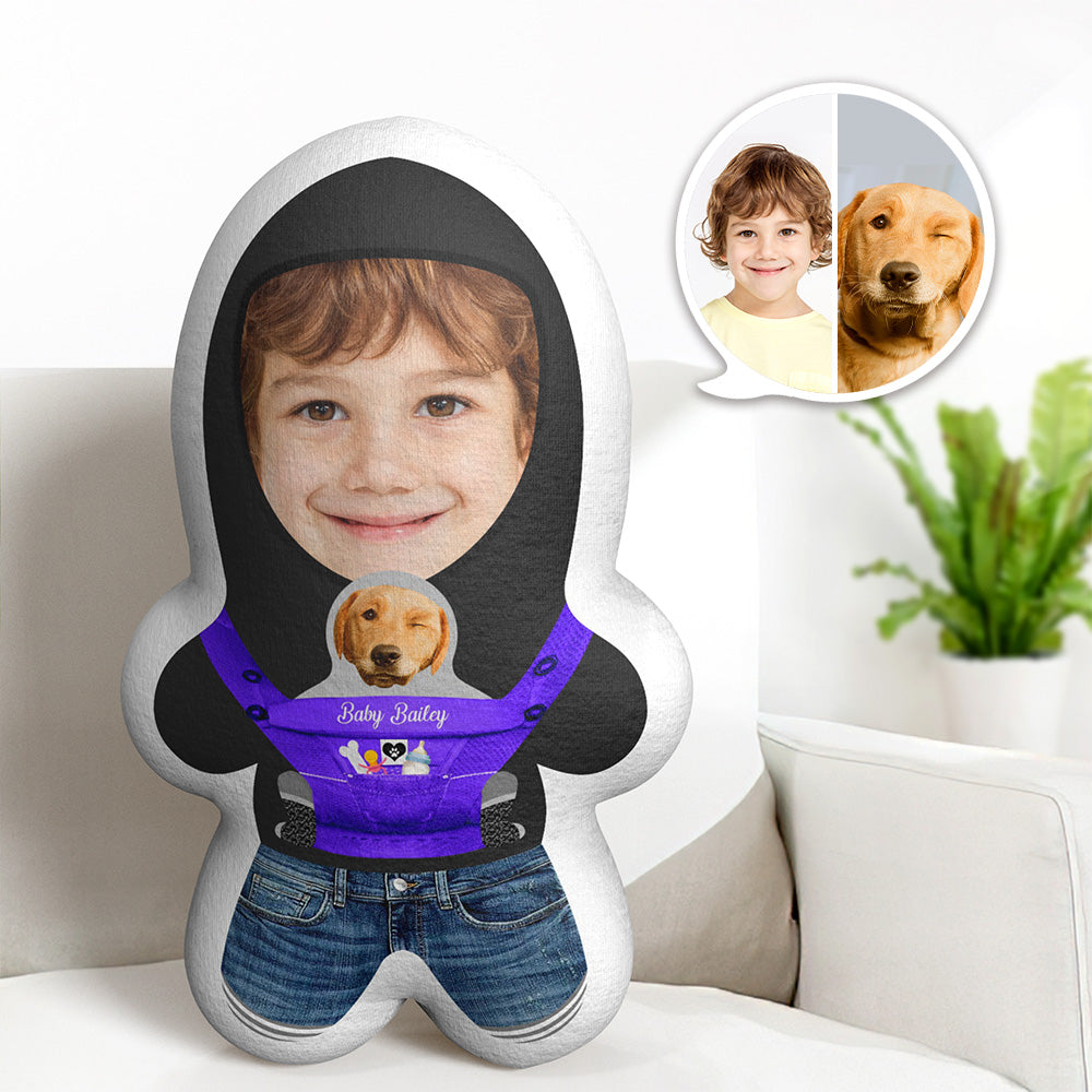 Personalized Face Pillow with Custom Text – Unique Gift for Dog & People Lovers
