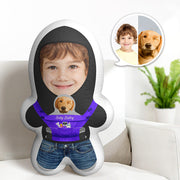 Personalized Face Pillow with Custom Text – Unique Gift for Dog & People Lovers
