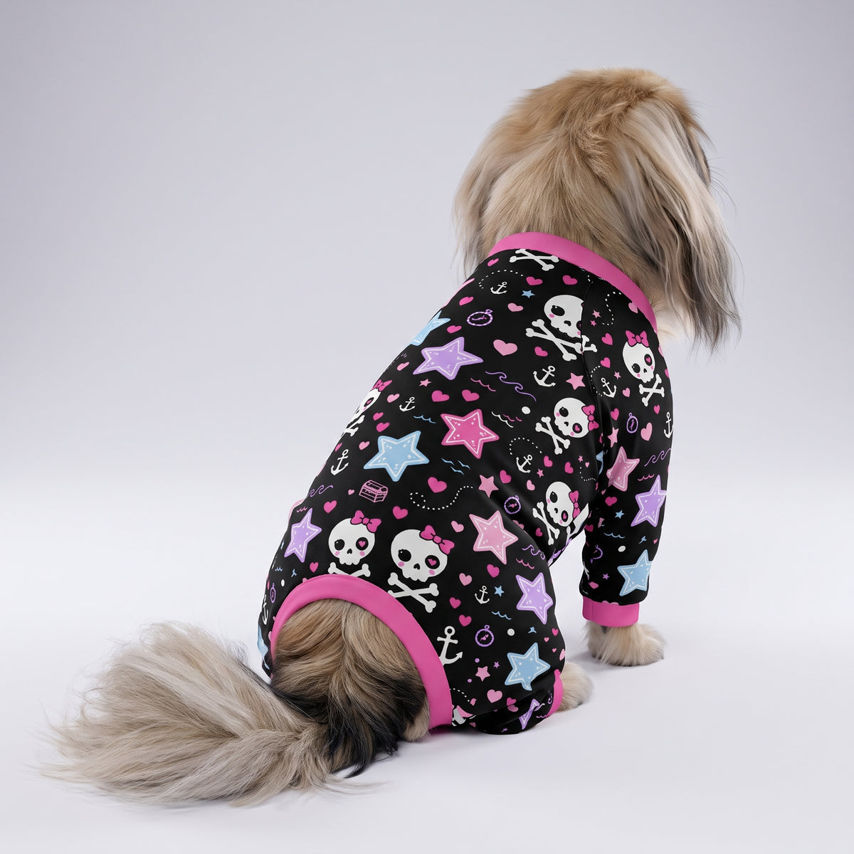 Pink Pirate Skull Girl Dog Pajamas for Small and Big Dogs