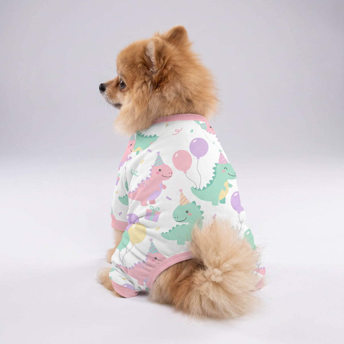 Pastel Dinosaur Girl Dog Pajamas for Small and Big Dogs