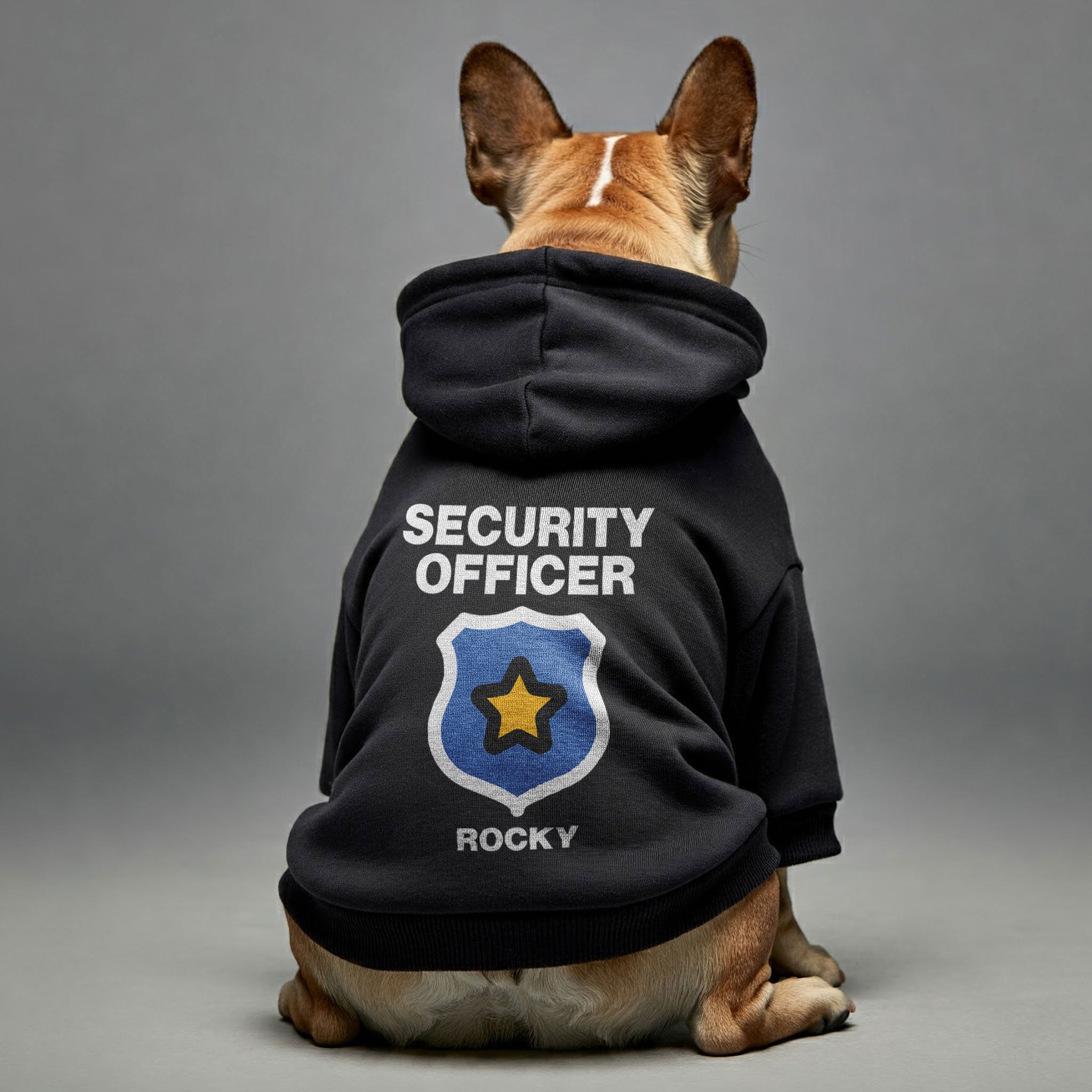 Custom dog hoodie with name Security Officer design