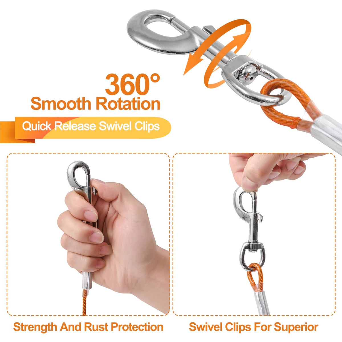 Wire Rope Dog Extended Steel Wire Rope Dog Leash