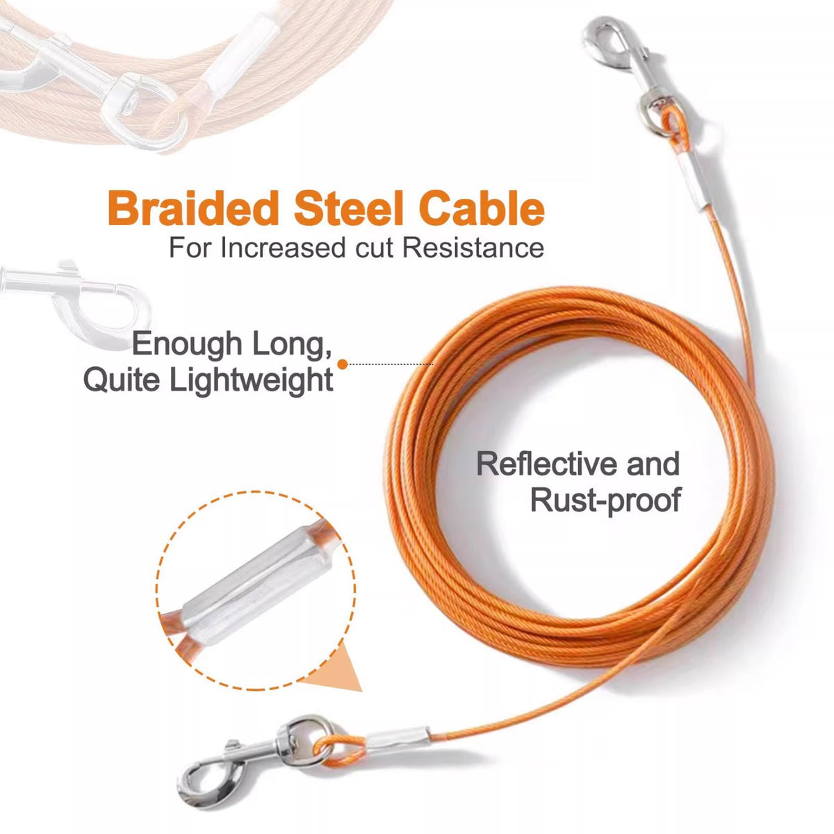 Wire Rope Dog Extended Steel Wire Rope Dog Leash