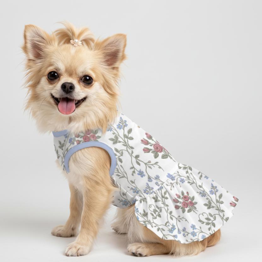 Vintage English Garden Small Dog Ruffle Dog Dress