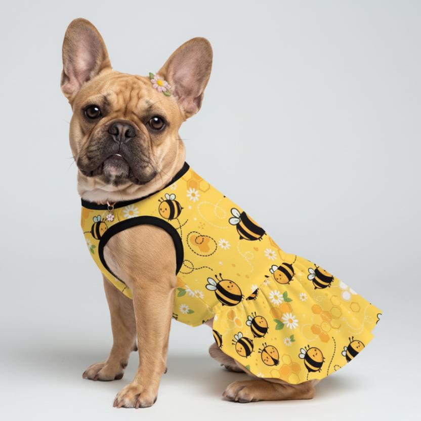 Honey Bee Daisy Small Dog Ruffle Dog Dress