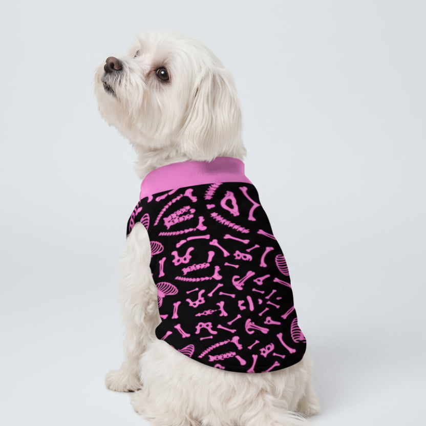 Pink Skeleton Small Dog Fleece Vest