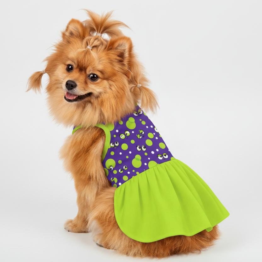 Monster Polka Dot Small Dog Ruffle Dog Dress