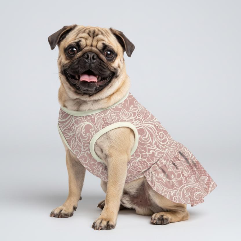 Vintage Floral Lace Small Dog Ruffle Dog Dress