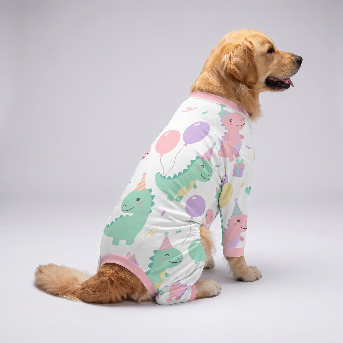 Pastel Dinosaur Girl Dog Pajamas for Small and Big Dogs