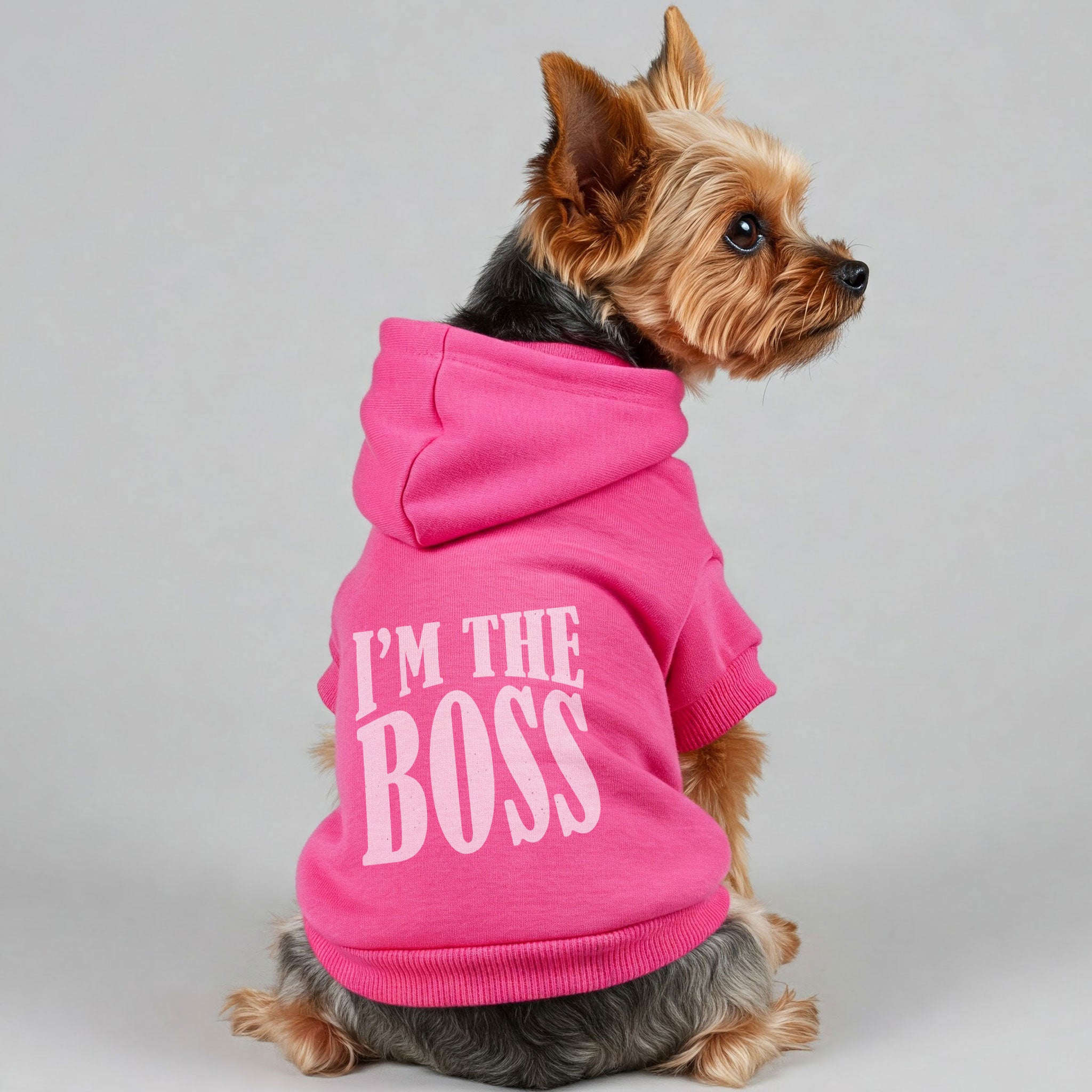 I’m the Boss'  Dog Hoodie in pink