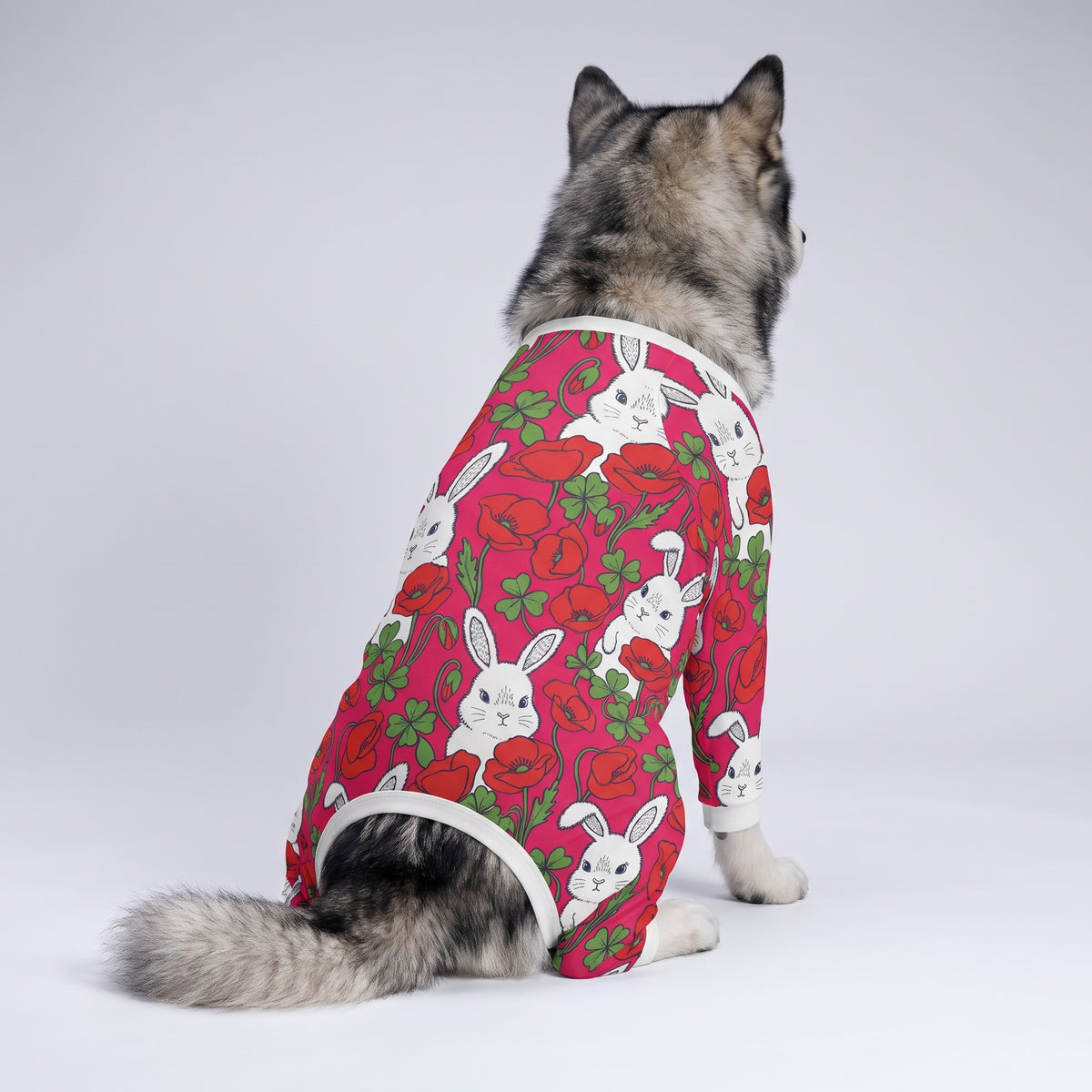 Floral Bunny Girl Dog Pajamas for Small and Big Dogs