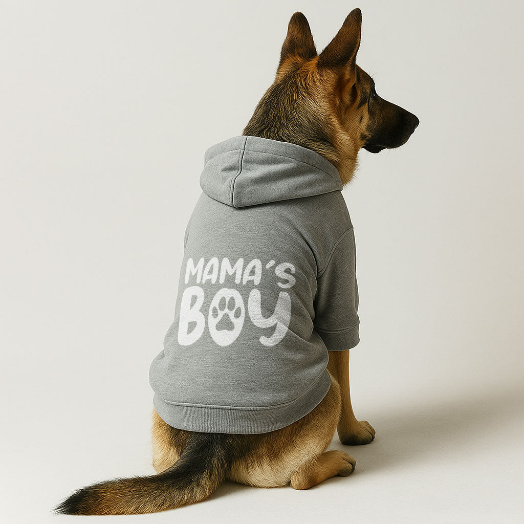'Mama’s Boy' Dog Hoodie grey