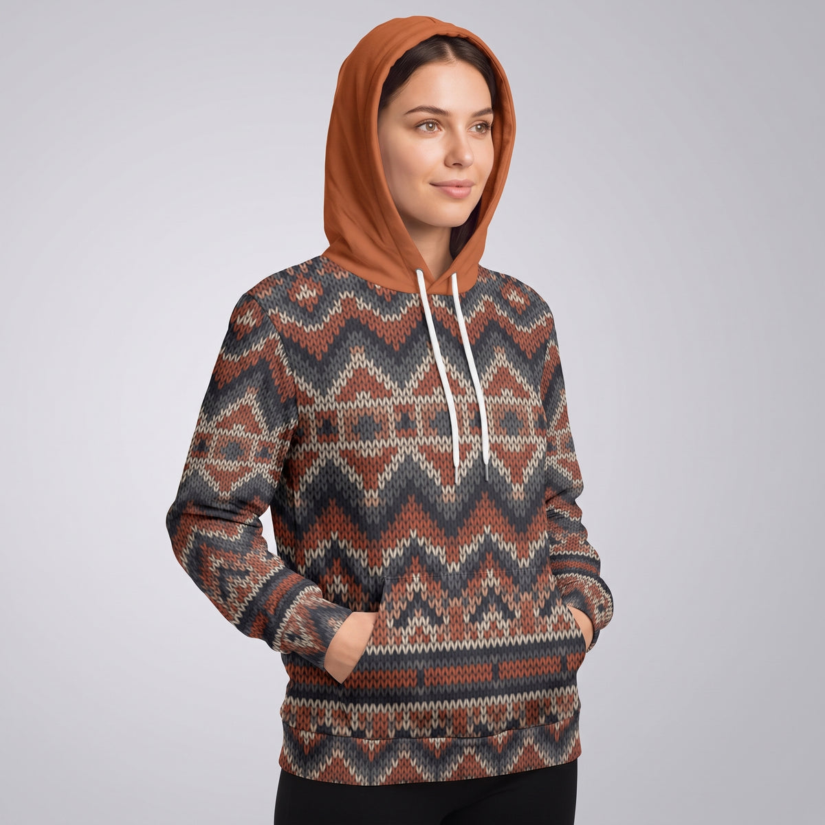 Rustic Nordic Knit Matching Human Hoodie for Dog Owners