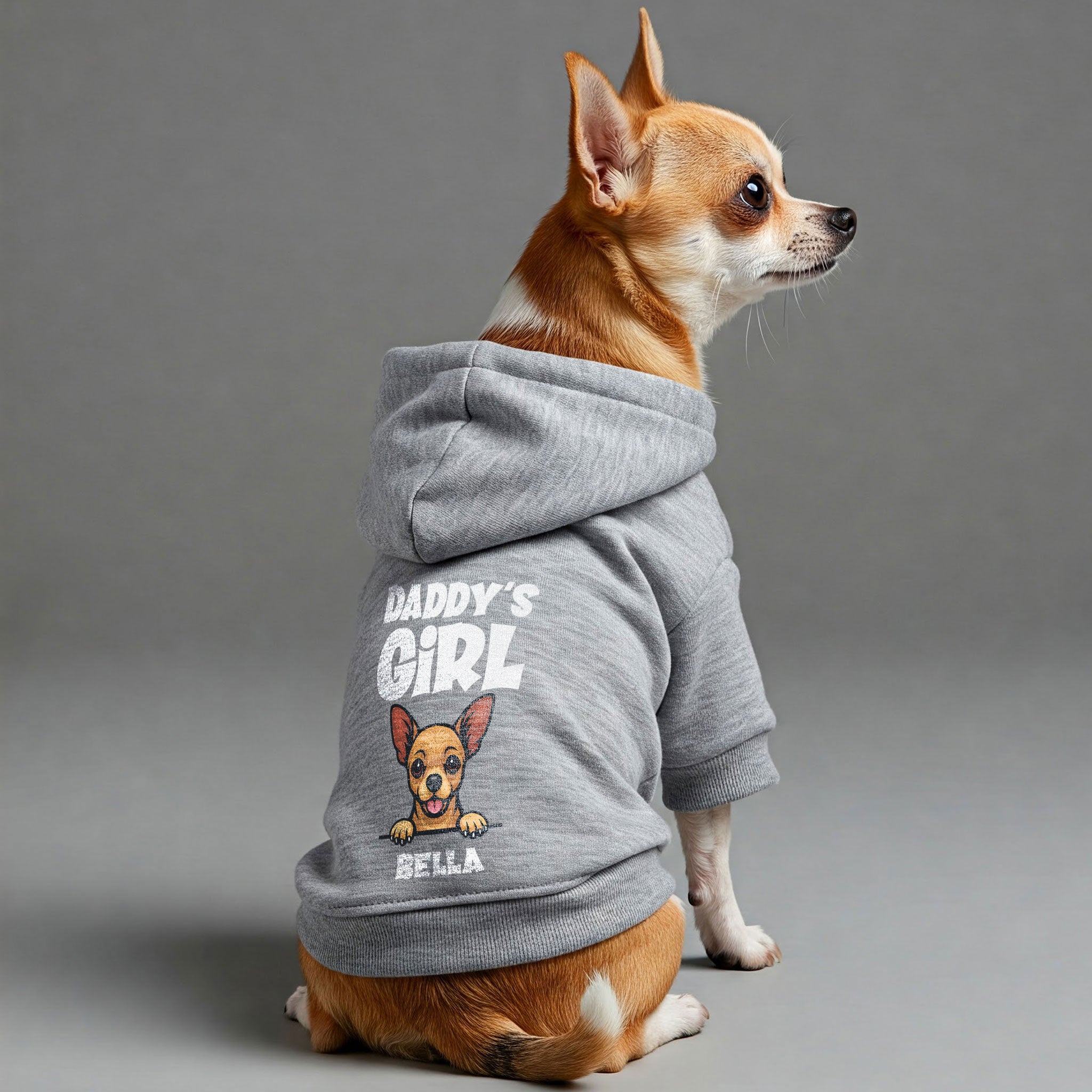 Mommy’s Girl' personalized dog hoodie with your dog’s name and breed