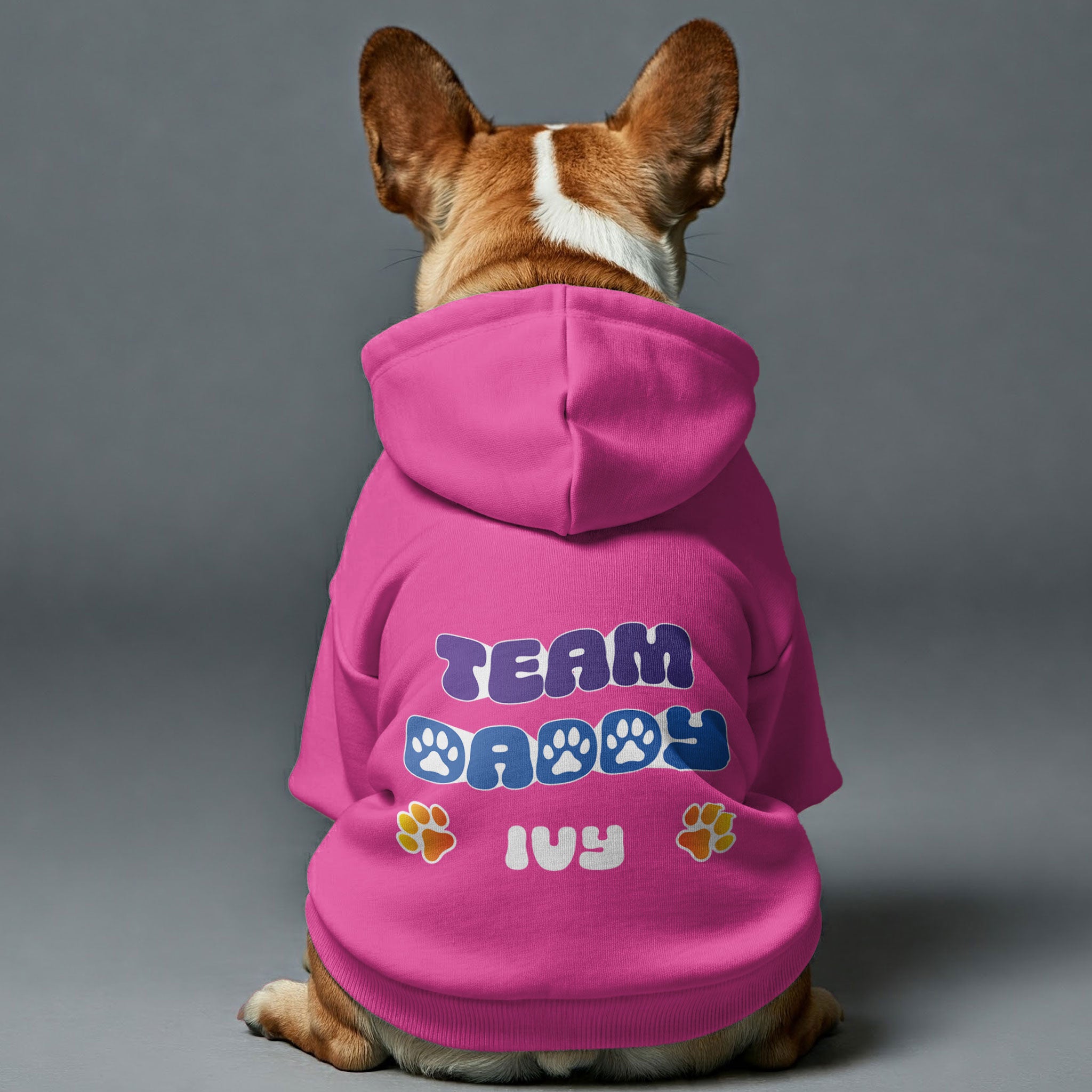 Team Daddy / Mommy -Personalized hoodie featuring your dog’s name and choice of Mommy or Daddy – dog hoodie – dog clothes