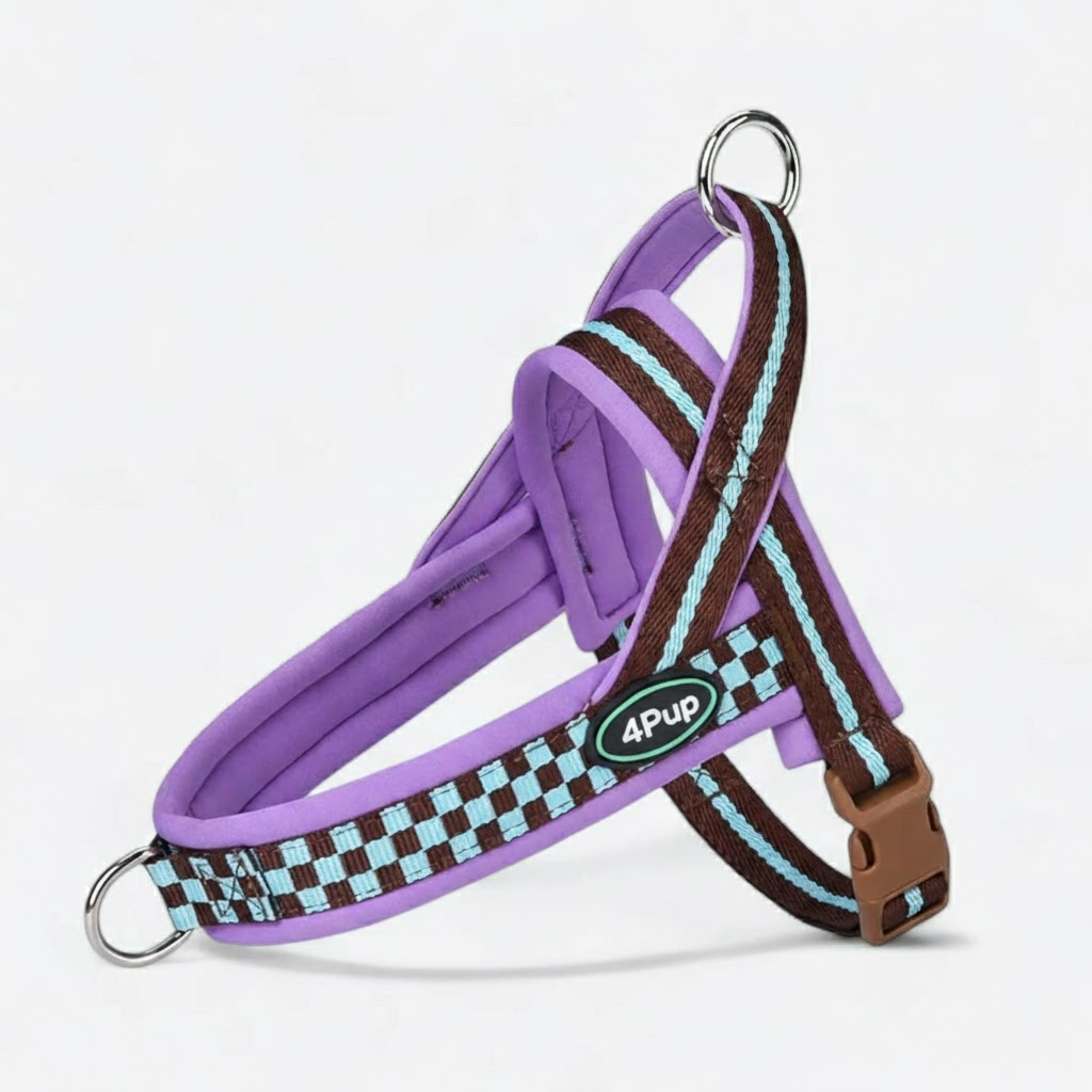 Adjustable Checkered Padded Dog Harness